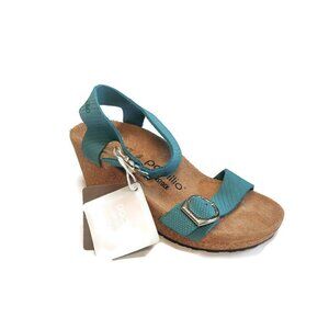 Papillio By Birkenstock Soley Leather Wedge Sandals Size 6 Biscay Bay NARROW Fit